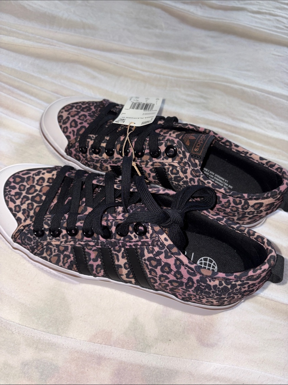 adidas Pink Leopard Print Sneakers with Black Accents